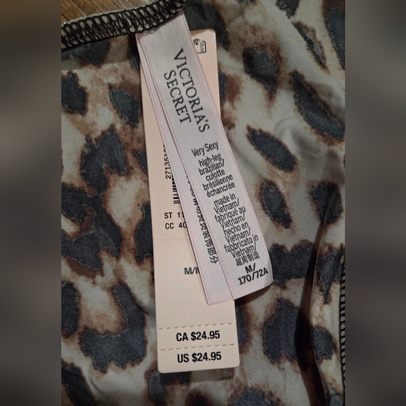 Victoria's Secret Shine Strap Leopard Print High Leg Brazilian Panty Size M - Picture 5 of 6